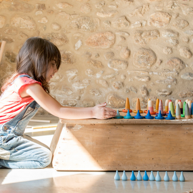 Grapat Houten regendruppels blauw, 36st. (Mandala raindrops)