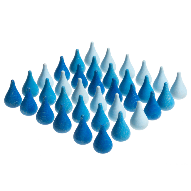 Grapat Houten regendruppels blauw, 36st. (Mandala raindrops)