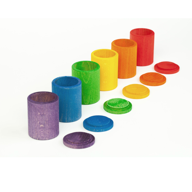 Grapat Houten potjes met deksel, 6st. (6 cups with lid in colour)