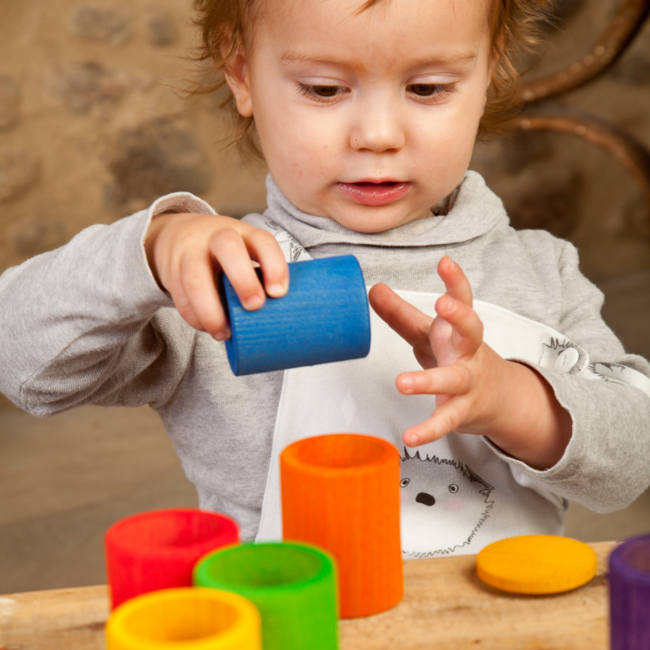 Grapat Houten potjes met deksel, 6st. (6 cups with lid in colour)