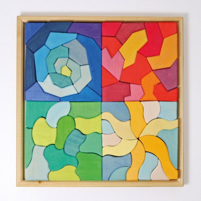 Grimms Houten speelgoed - bouwblokken set 4 temperamenten/elementen (building set four temperaments)