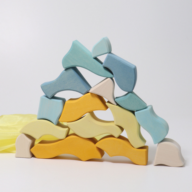 Grimms Houten speelgoed - bouwblokken set 4 temperamenten/elementen (building set four temperaments)