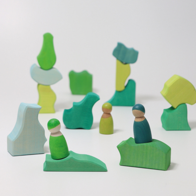 Grimms Houten speelgoed - bouwblokken set 4 temperamenten/elementen (building set four temperaments)