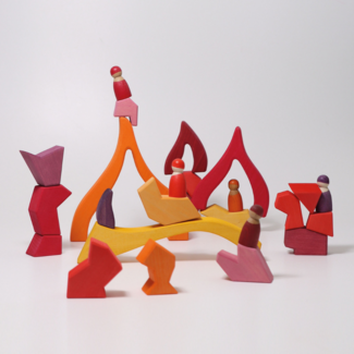 Grimms Houten speelgoed - bouwblokken set 4 temperamenten/elementen (building set four temperaments)