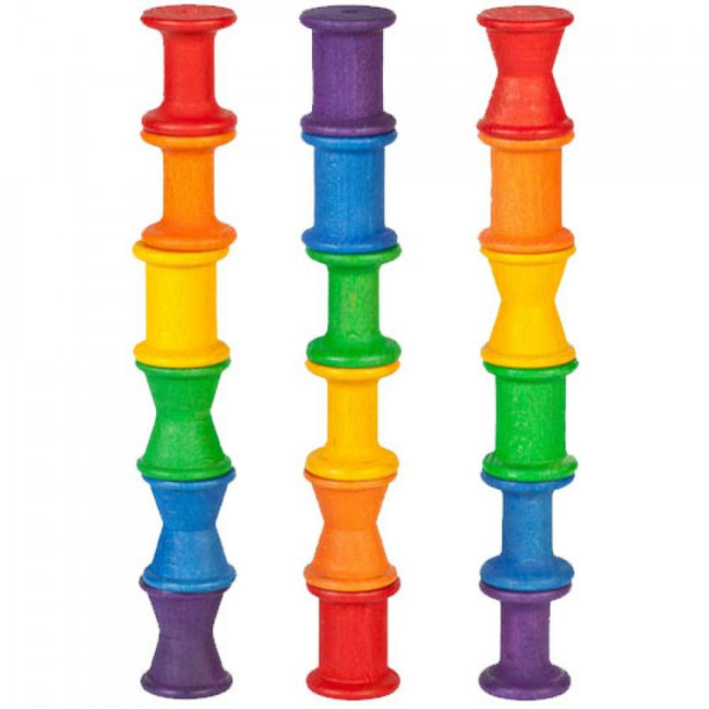 Grapat Houten rollers gekleurd, 18st. (18 x spools)