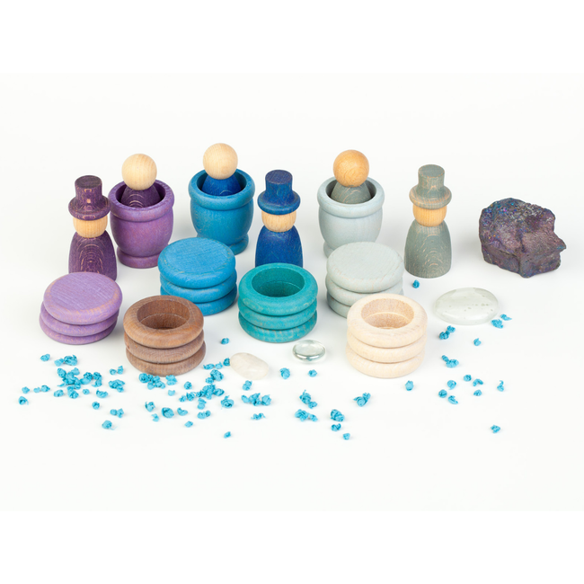 Grapat Houten winter poppetjes met ringen en schijven (Nins Winter)