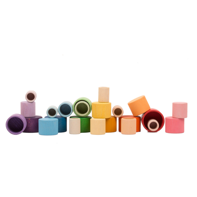 Grapat Houten stapelbakjes gekleurd, 24st. (Nest Bowls)