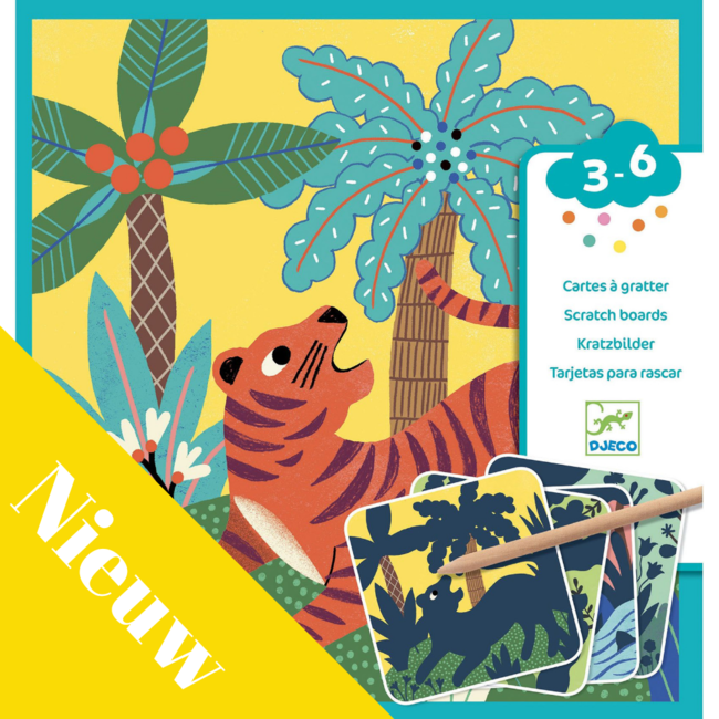 Djeco Knutselpakket - Kraskaarten, Jungle Dieren