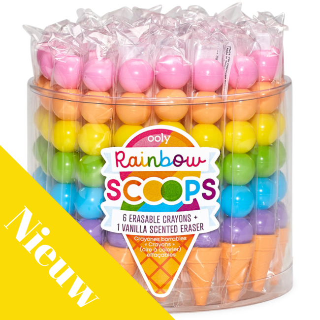 Ooly Knutselen - kleurpotloden uitwisbaar incl. gum met vanillegeur, ijsjes (rainbow scoops)