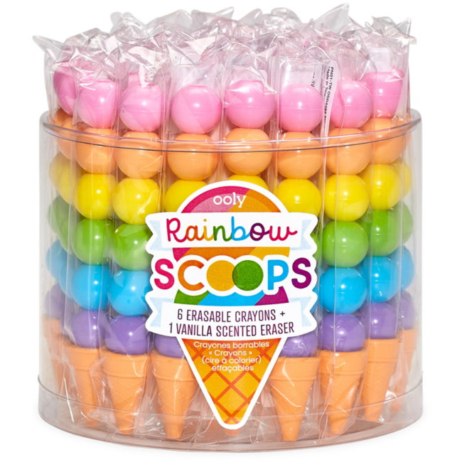 Ooly Knutselen - kleurpotloden uitwisbaar incl. gum met vanillegeur, ijsjes (rainbow scoops)