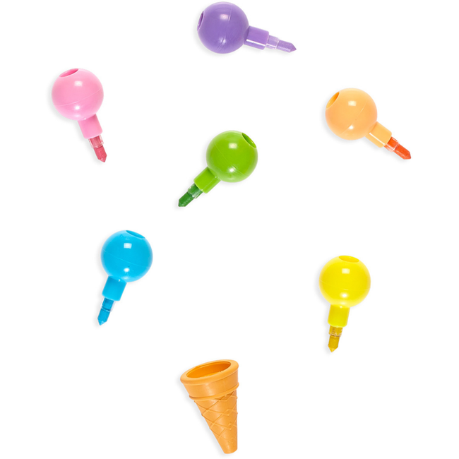 Ooly Knutselen - kleurpotloden uitwisbaar incl. gum met vanillegeur, ijsjes (rainbow scoops)