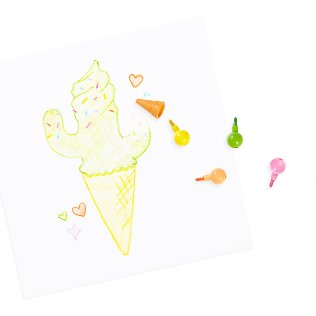 Ooly Knutselen - kleurpotloden uitwisbaar incl. gum met vanillegeur, ijsjes (rainbow scoops)