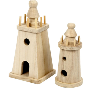 Creativ Company Creativ Company Kabouterdeurtjes, Accessoires - Houten vuurtoren set van 2 (mini)