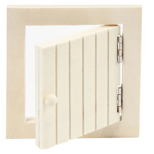 Creativ Company Kabouterdeurtjes, Accessoires - Houten Zolderluik en touwladder (mini)