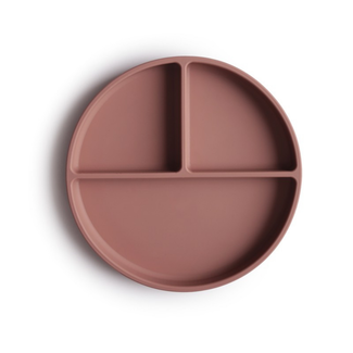 Mushie Siliconen bord met vakken (incl. zuignap)- cloudy mauve