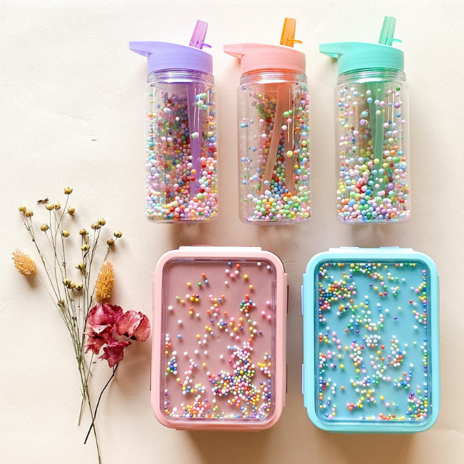 Petit Monkey Lunchtrommel - lunch box gekleurde balletjes lila (popsicles wild lilac)