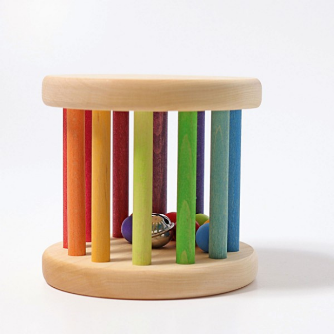 voor Stijg Verkeersopstopping Grimms Babyspeelgoed - houten rammelaar roller, groot (Rainbow Rolling  Wheel) - Blik op Hout