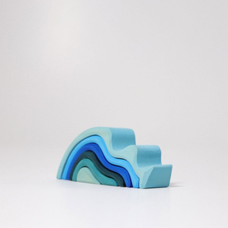 Grimms Houten speelgoed - bouwblokken set golven, klein (small waterwaves)