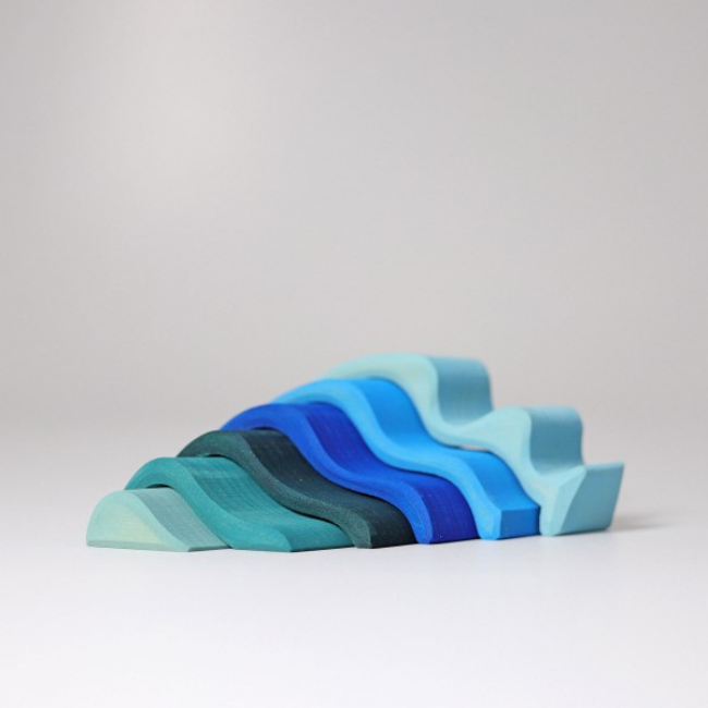 Grimms Houten speelgoed - bouwblokken set golven, klein (small waterwaves)
