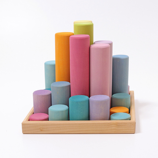 Grimms Houten speelgoed - bouwblokken rollers pastel, groot (large building rollers pastel)