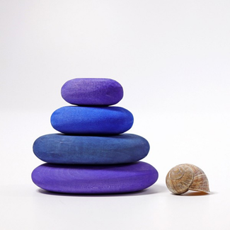 Grimms Houten speelgoed - bouwblokken set stenen paars (dream pebbles)