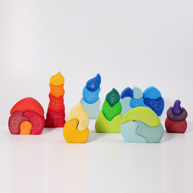 Grimms Houten speelgoed - bouwblokken set uien huisje (onion house)