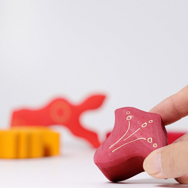 Grimms Houten speelgoed - bouwblokken set vuur huisje (casa glora)