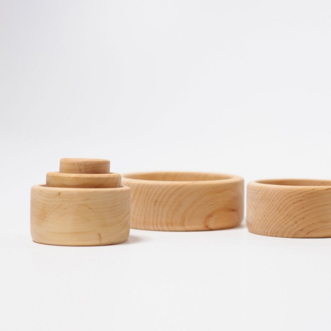 Grimms Houten speelgoed - houten bakjes naturel (set of bowls naturel)