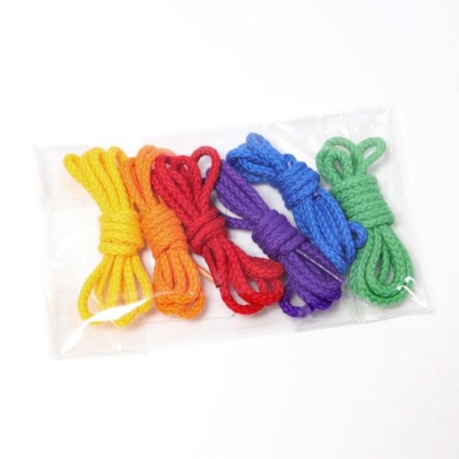 Grimms Educatief speelgoed - Regenboog rijgtouw, 6 stuks (rainbow strings)