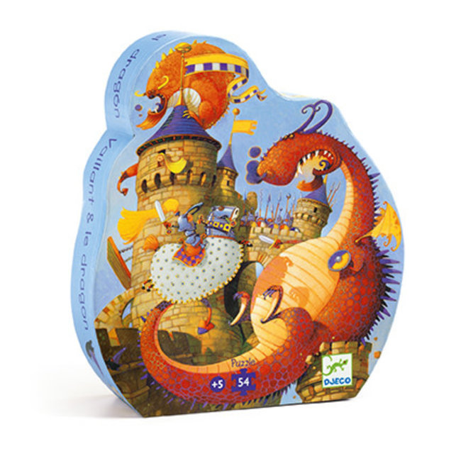 Djeco Puzzels, Legpuzzels - Silhouette puzzel ridders en draken, 54 stukjes, 5+