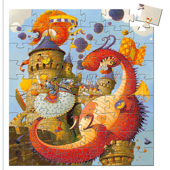 Djeco Puzzels, Legpuzzels - Silhouette puzzel ridders en draken, 54 stukjes, 5+