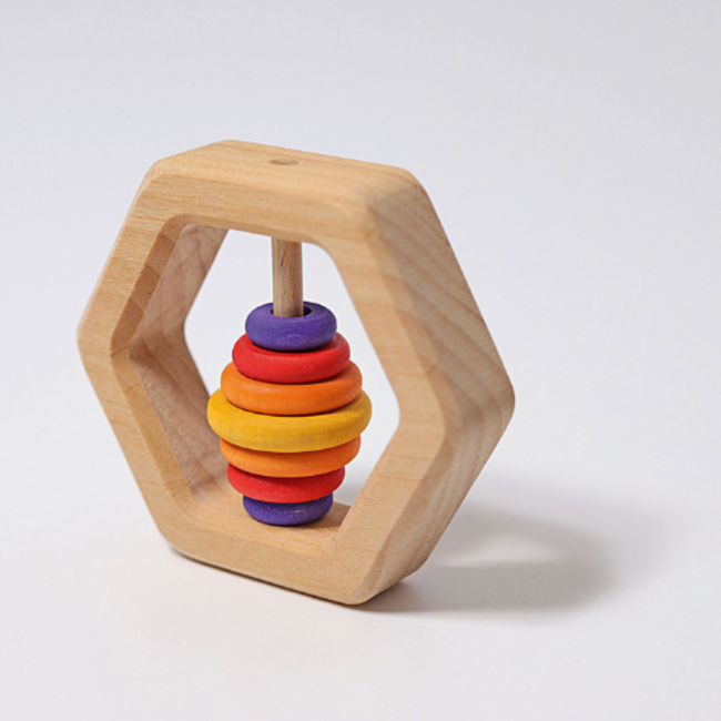 Grimms Babyspeelgoed - houten rammelaar Hexagonal (Rattle Hexogonal)