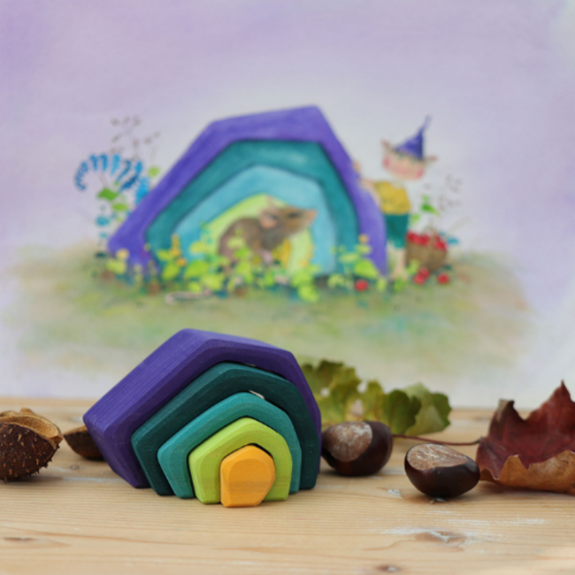 Grimms Houten speelgoed - bouwblokken set aarde, klein (Small Earth)