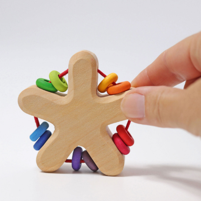Grimms Babyspeelgoed - houten rammelaar ster (Rainbow Star)