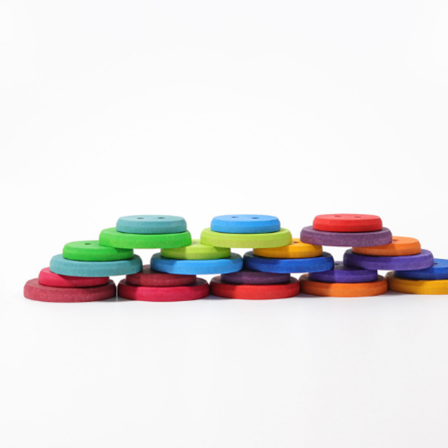 Grimms Houten Speelgoed - houten regenboog buttons (Large Rainbow Buttons)