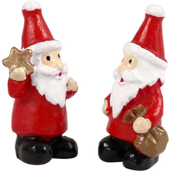 Creativ Company Miniatuur figuren - kerstman mini, set van 2