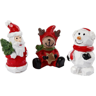 Creativ Company Miniatuur figuren - kerst set van 3: kerstman, rendier, sneeuwpop