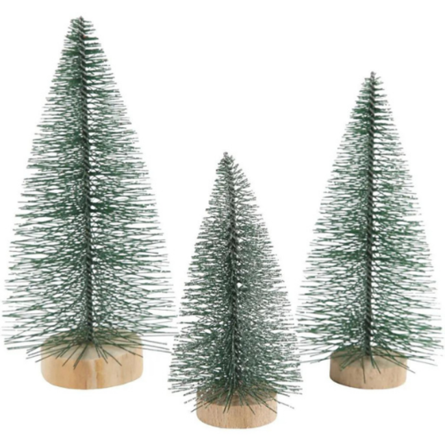 Creativ Company Creativ Company Kabouterdeurtjes, Accessoires - Kerstbomen mini, set van 3