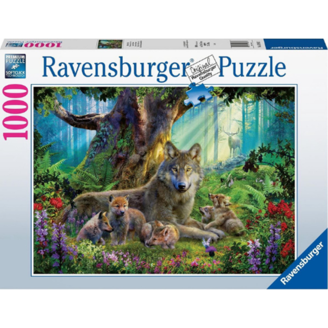 Ravensburger Puzzels, Legpuzzel - Familie wolf in het bos, 1000 stukjes