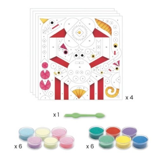 Djeco Knutselen, Knutselpakket - Glow in the dark gekleurd zand, zeedieren (5-8jr)