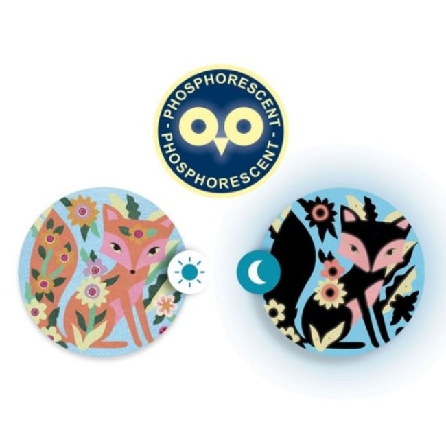 Djeco Knutselen, knutselpakket - glow in de dark gekleurd zand, tuindieren (5-8jr)