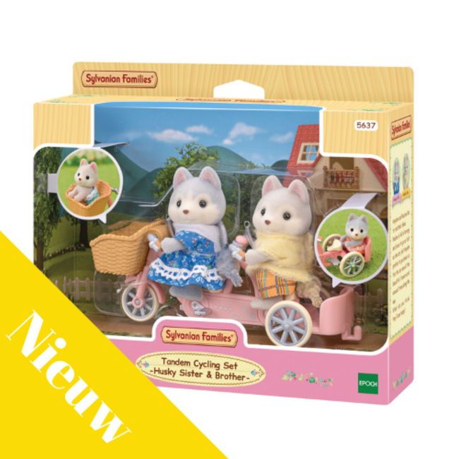 Sylvanian Families Tandem fiets set- Husky zus & broer