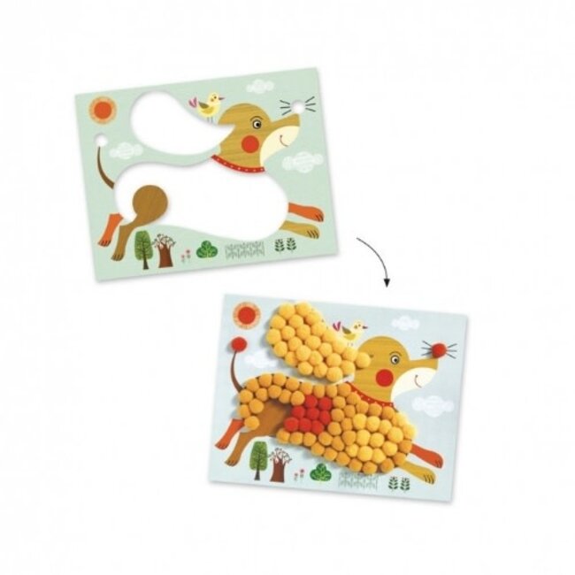 Djeco Knutselen - Honden Collage maken met vilt 3-6 jr.(Collages Dogs to stroke)
