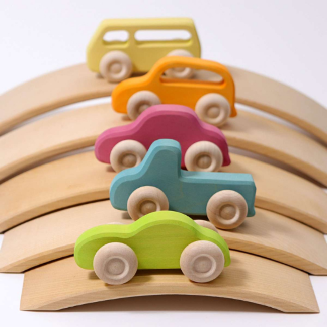 Grimms Houten speelgoed - houten auto's, per stuk (Wooden Cars Slimline)