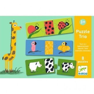 Djeco Puzzels, Legpuzzel - puzzel trio Tout Nu!, 8x3 stukjes, 3+