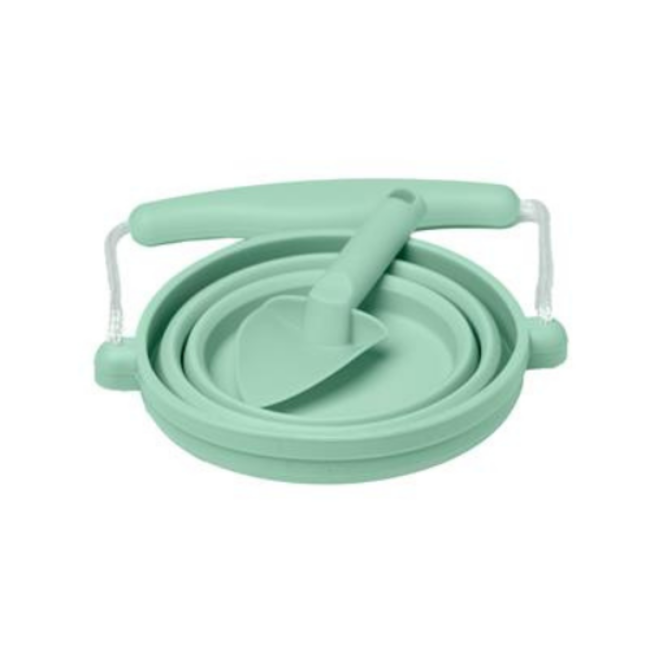 Scrunch Buitenspeelgoed, Zandbakspeelgoed - emmer met schep munt, 14x12,5cm (opvouwbaar)