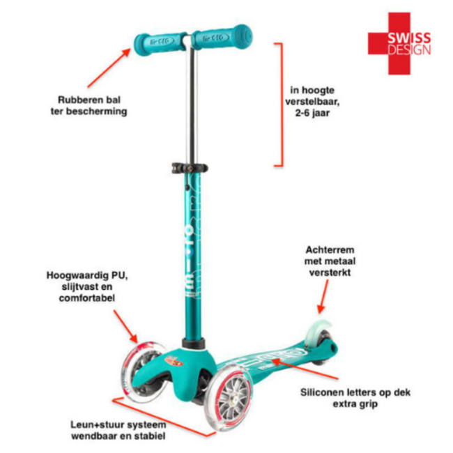 Microstep Micro Mini Step - Deluxe LED Groen, 2-6 jr.