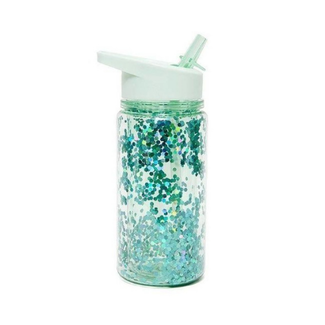 Petit Monkey Drinkfles met rietje - Glitter groen