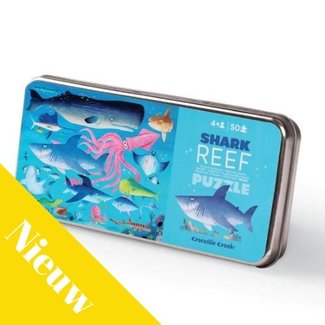 Crocodile Creek Puzzels, Legpuzzels - Haaien rif in blik 50st (Shark Reef)