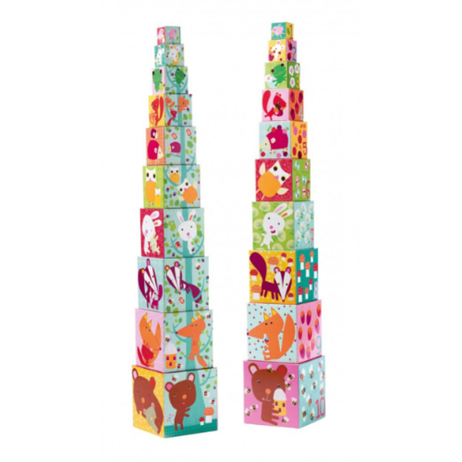 Djeco Speelgoed, Stapelblokken - Bos (10-delig)